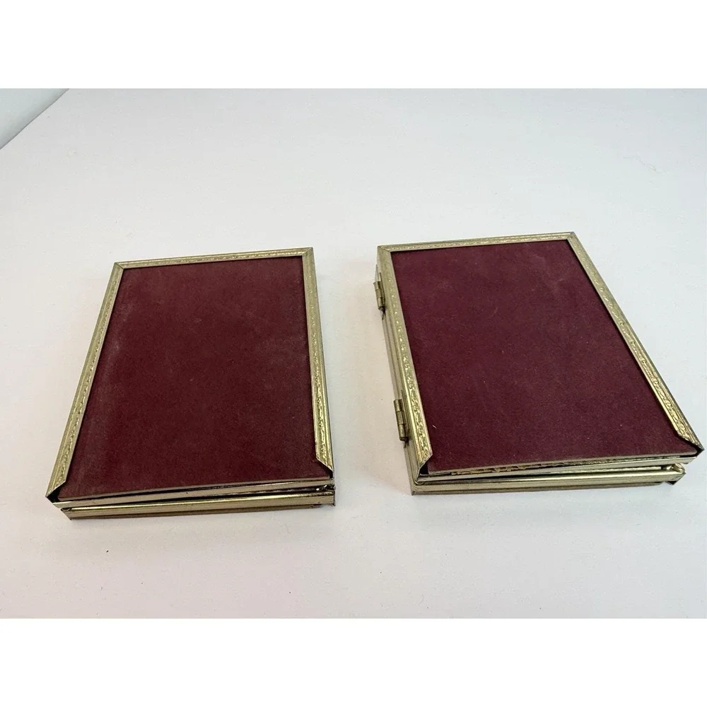 Gold Tone Metal Double Picture Frame 3.5x5